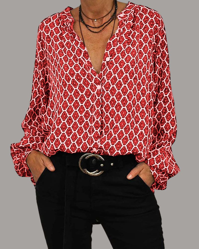 Blossom and Lace - Blouse met een V-hals patroon