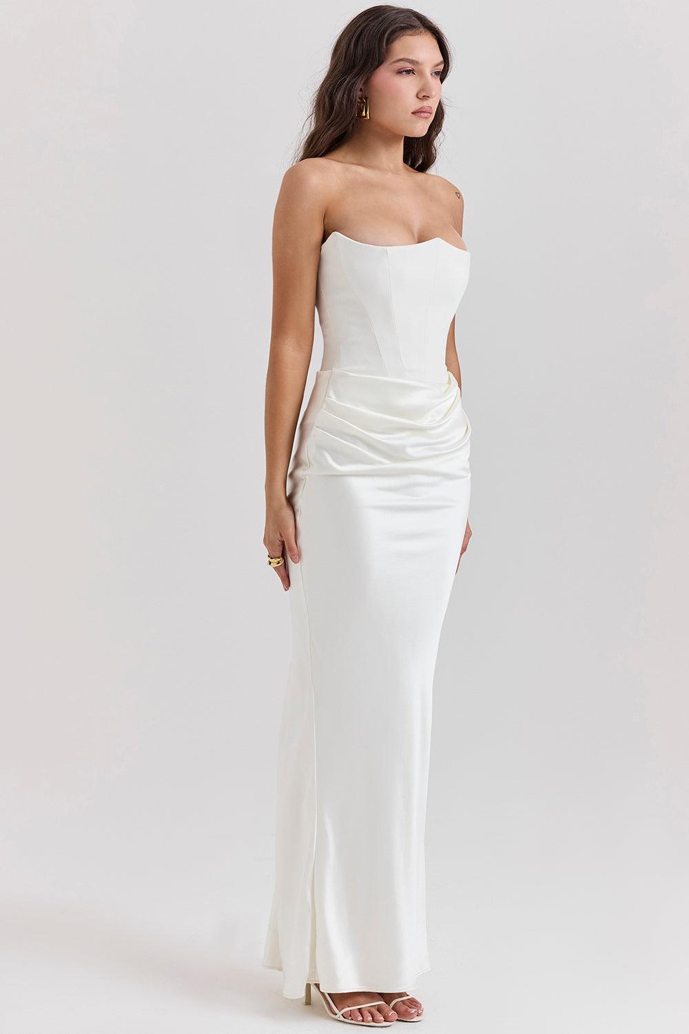 Ira - Elegante Strapless Avondjurk met Aansluitend Muiltje