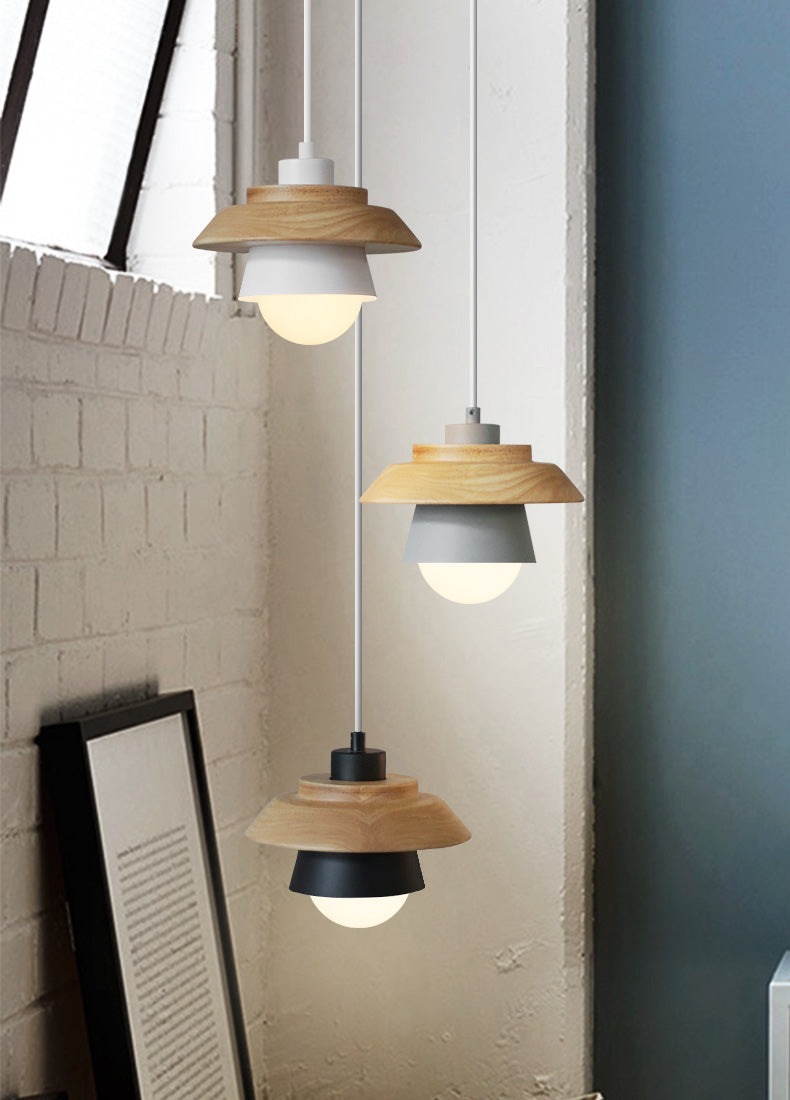 Esthetische scandinavische houten hanglamp