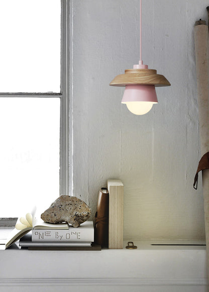 Esthetische scandinavische houten hanglamp