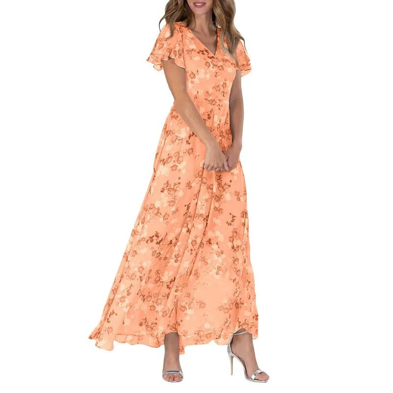 Eliza - Bloemen maxi jurk met vlindermouwen