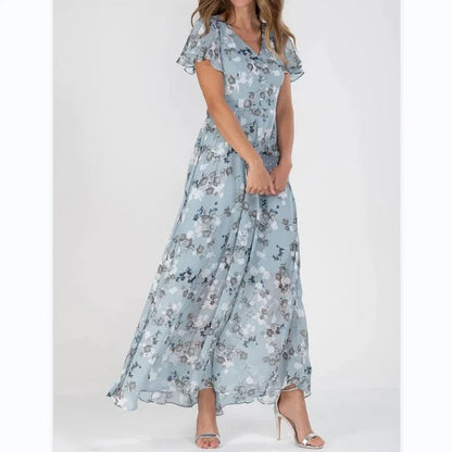 Eliza - Bloemen maxi jurk met vlindermouwen