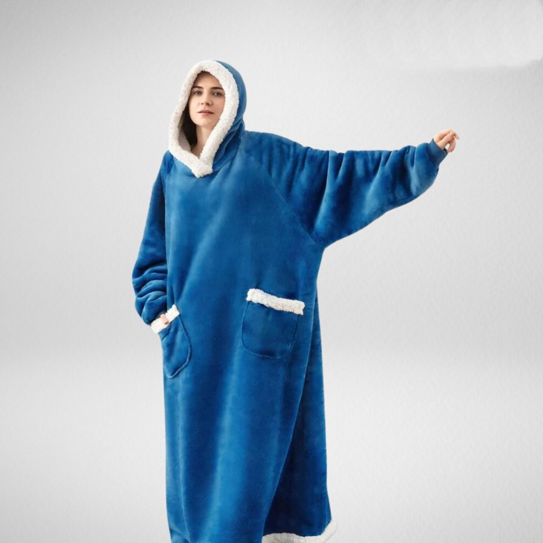 Oversized deken met capuchon en warme fleece voering