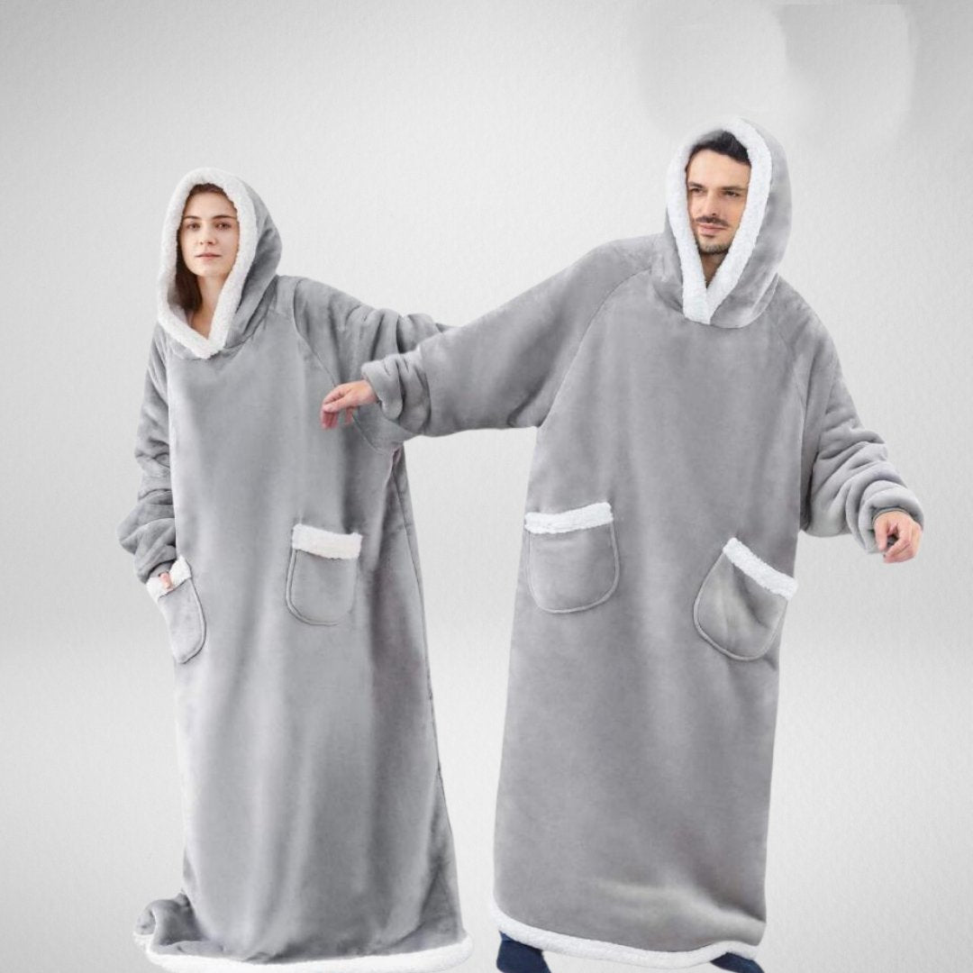 Oversized deken met capuchon en warme fleece voering