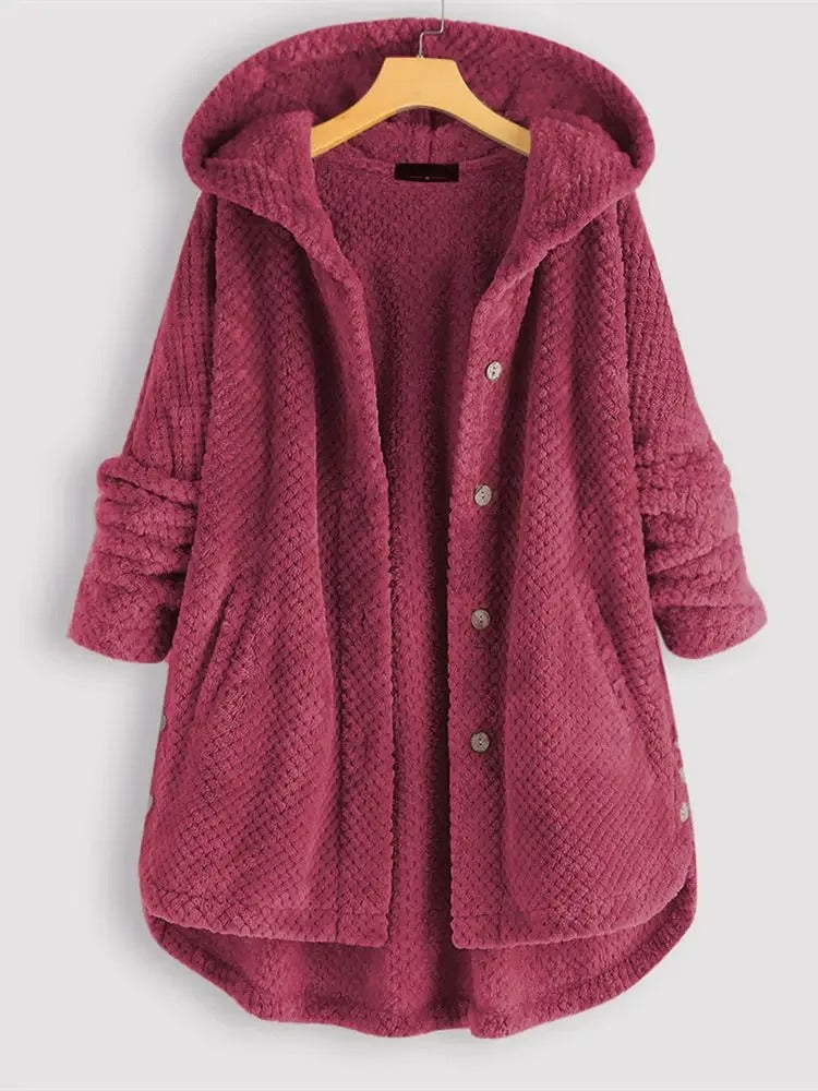 Beatriz - Fleece hooded cardigan met voorzakken