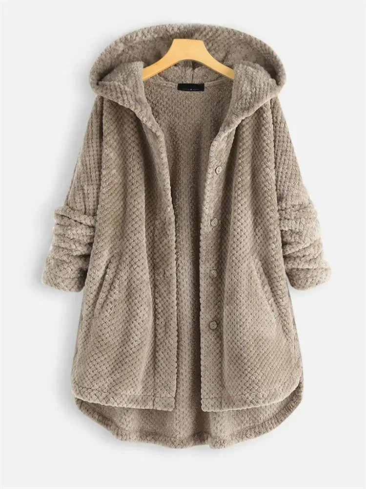 Beatriz - Fleece hooded cardigan met voorzakken