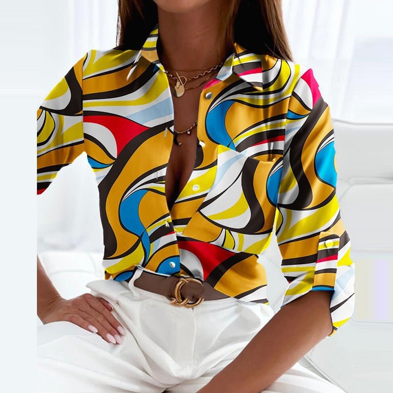 Smart casual blouse omslagkraag dames diverse kleuren en patronen