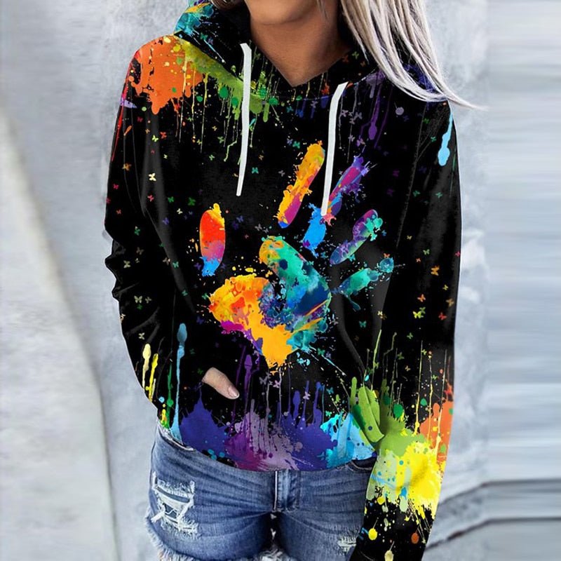 Deirdre - Levendige graphic hoodie met artistiek design